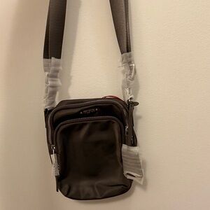 Tumi Dark Brown Leather Messenger Crossbody Bag